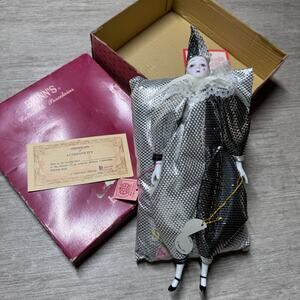Vintage Brinn's Porcelain Doll Jester 1986 Send In The Clowns Tune